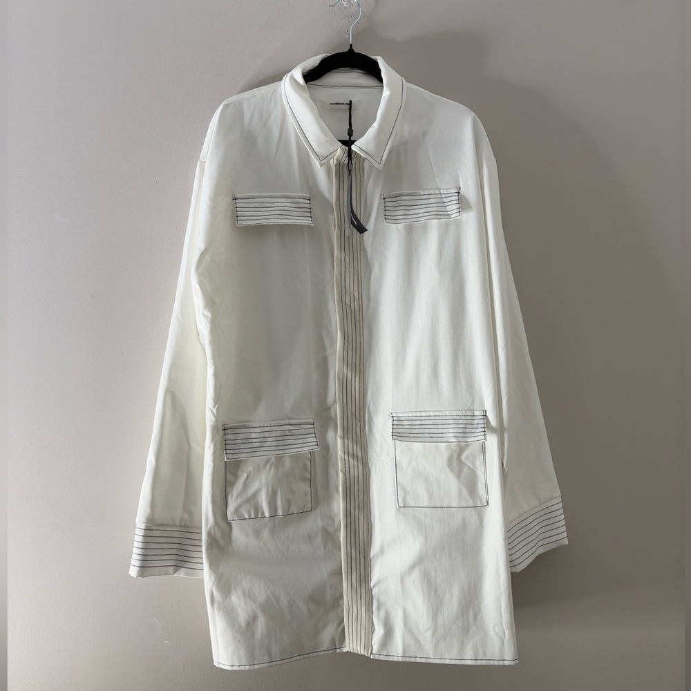 Maniere De Voir White Blazer with Gray Accents